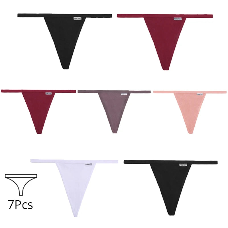 7Pcs/set Women Sexy Cotton Thongs