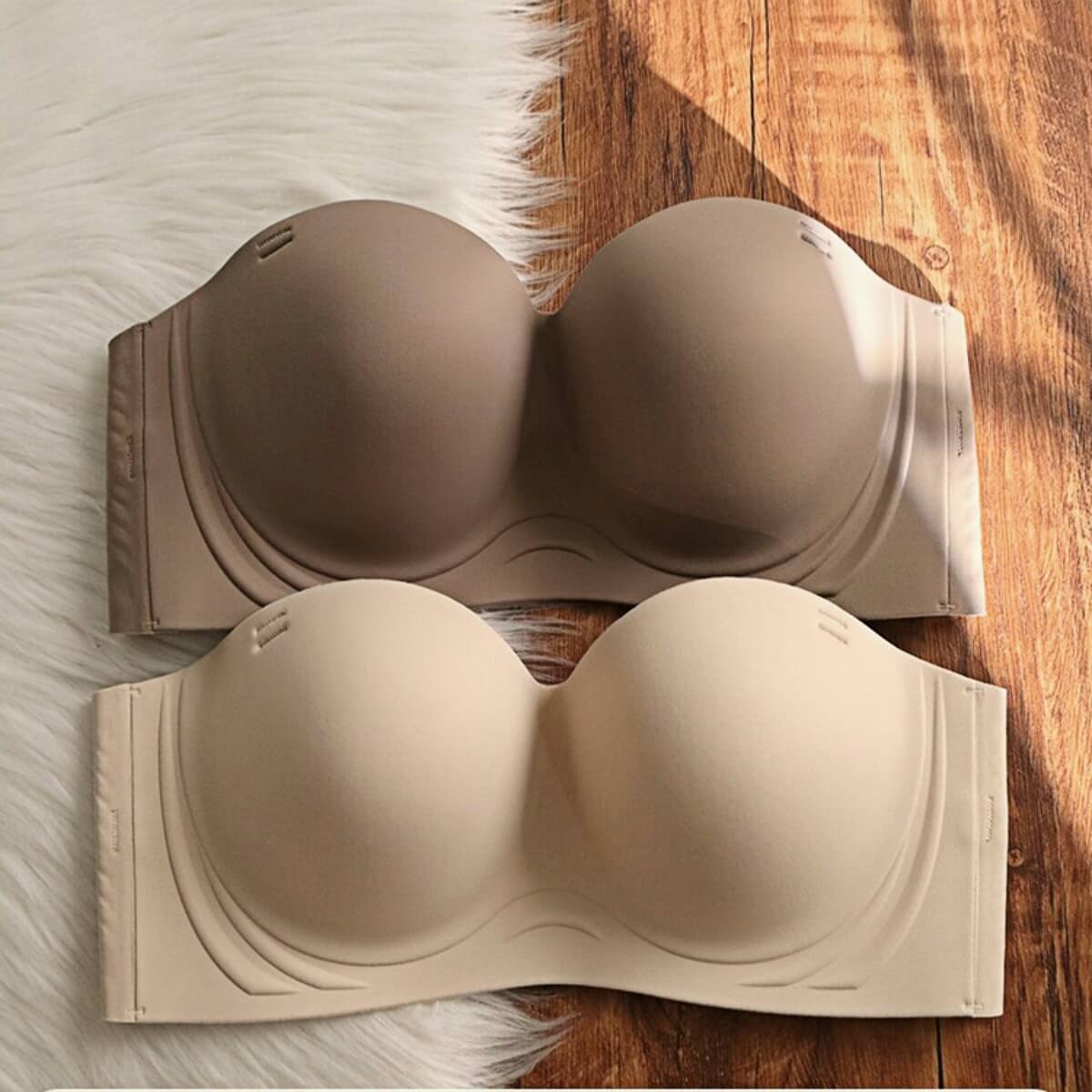 Anti-Sagging Strapless Bra for C D Cup - Ultra-Thin Non-Slip Seamless Bandeau, High Support Invisible Wrap Underwear