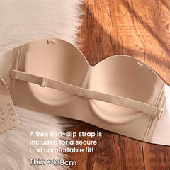 Anti-Sagging Strapless Bra for C D Cup - Ultra-Thin Non-Slip Seamless Bandeau, High Support Invisible Wrap Underwear