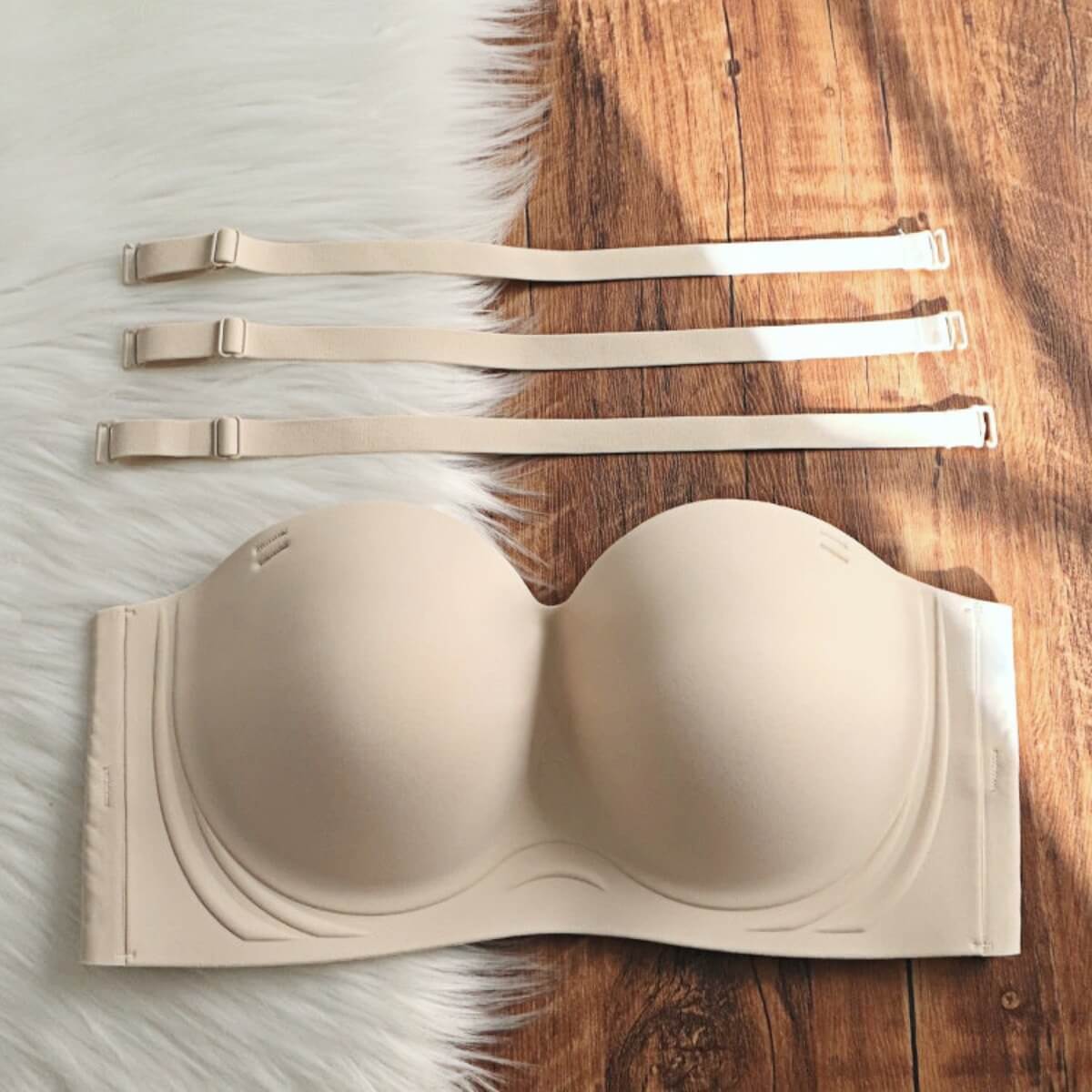 Anti-Sagging Strapless Bra for C D Cup - Ultra-Thin Non-Slip Seamless Bandeau, High Support Invisible Wrap Underwear