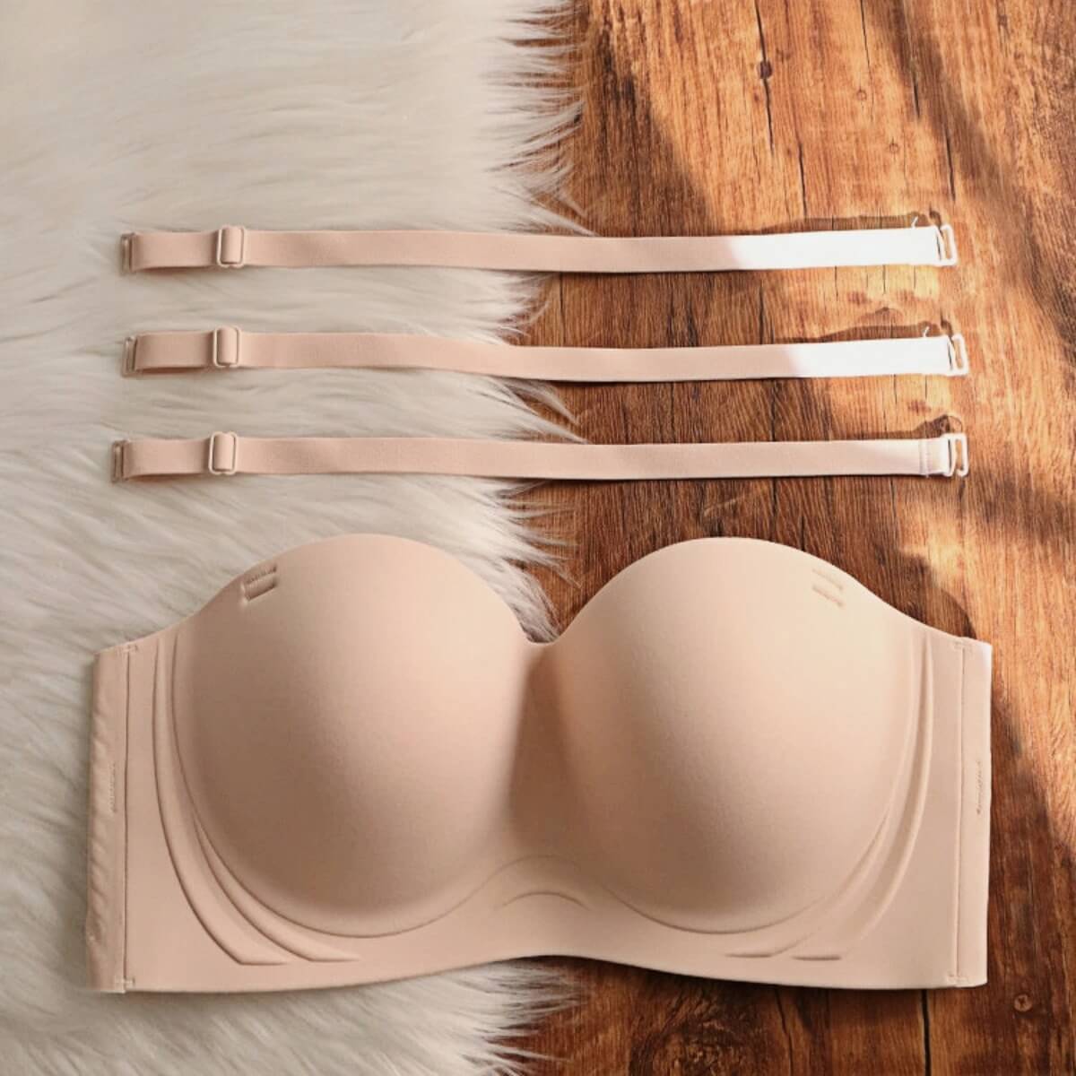 Anti-Sagging Strapless Bra for C D Cup - Ultra-Thin Non-Slip Seamless Bandeau, High Support Invisible Wrap Underwear