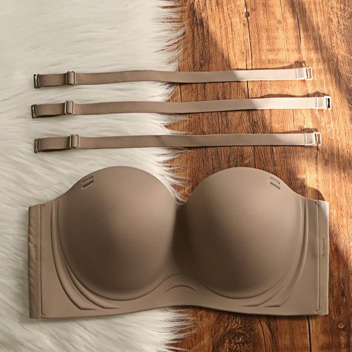 Anti-Sagging Strapless Bra for C D Cup - Ultra-Thin Non-Slip Seamless Bandeau, High Support Invisible Wrap Underwear