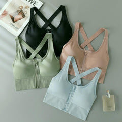 Anti-shock Padded Push Up Front Clasp Sports Bra