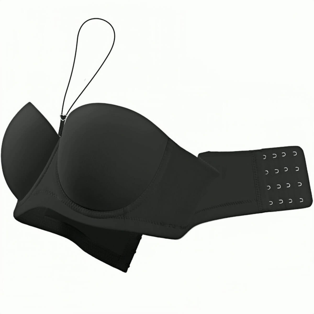 Black Seamless Halterneck Strapless Bra, Anti-Sagging Non-Slip Plus Size B-I Cup Bandeau for Formal Dress