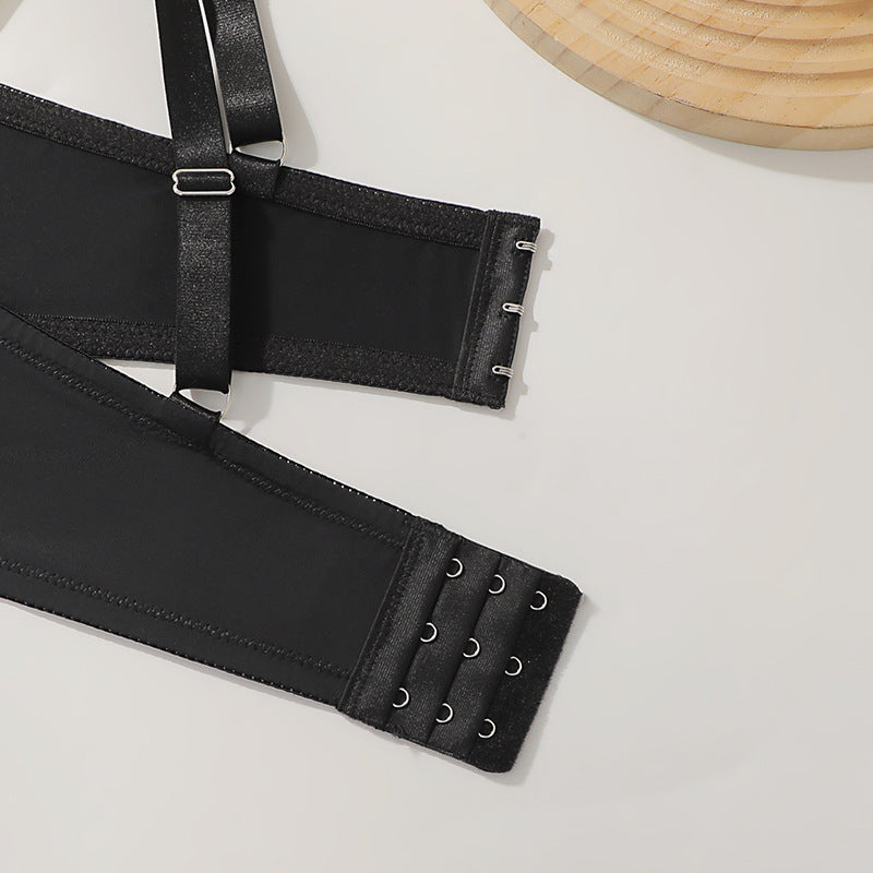 Black Plus Size Bra – Three-Quarter Cup Underwire Lace Push-Up for C, D, E Cups