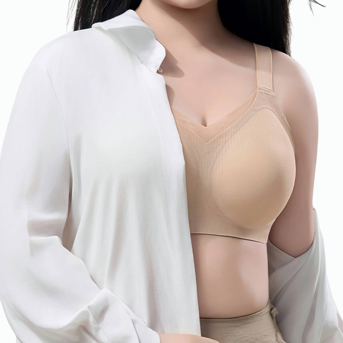 Breathable Mesh Wire-Free Bra with Fixed Cups & Lightly Lined B–E Cups