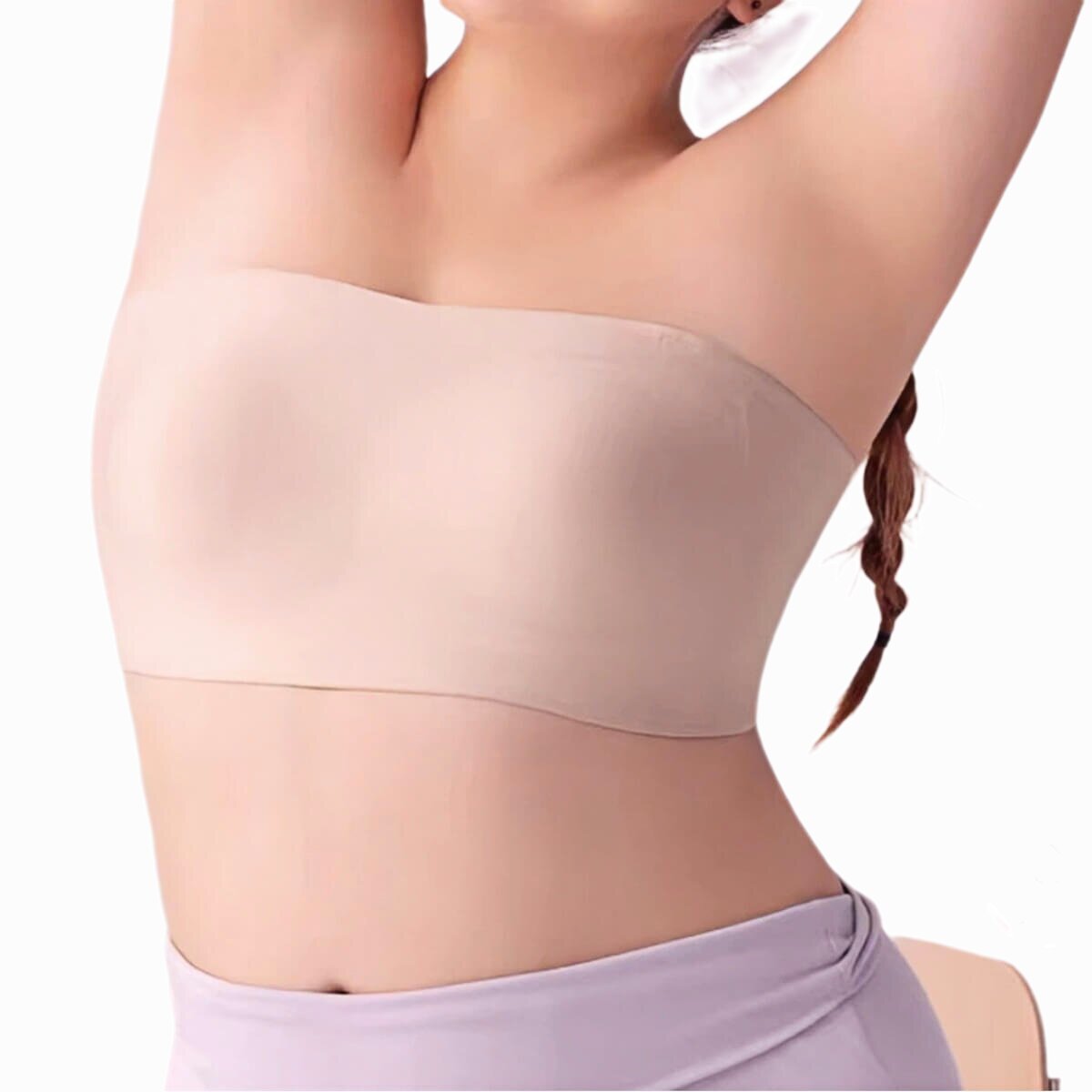 Comfortable Breathable Strapless Bra for B-G Cup - Plus Size Seamless Bandeau, Anti-Sagging Retractable Support Underwear