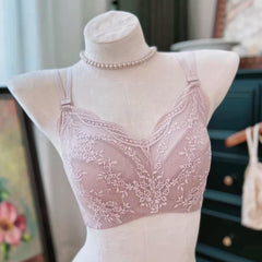 Convertible Plus Size Minimizer B-F Lace Ultra-Thin Bra, Soft Underwire Backless Brassiere