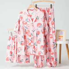 Cotton Poplin Fruit Pattern Pajamas Set