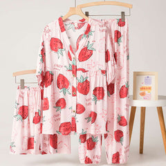 Cotton Poplin Fruit Pattern Pajamas Set