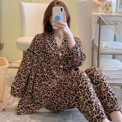 Cotton Poplin Leopard Print Pajamas Set