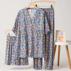 Cotton Poplin Stylish Pattern Pajamas Set