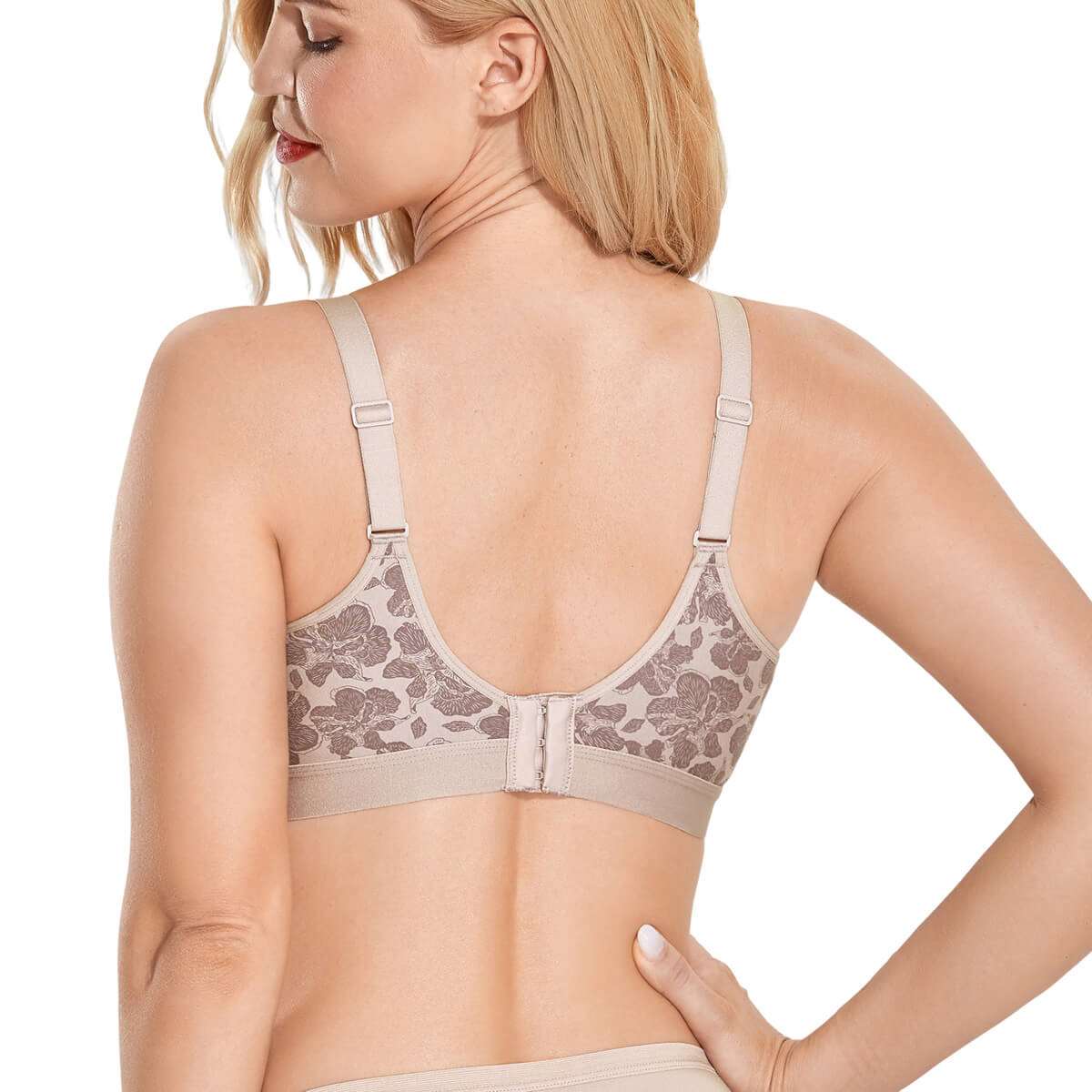 Women's Bra Wirefree Cotton Bra, Sleeping Underwear Soft Cup Plus Size Bra  Full Coverage Bralette (Color : Gray, Size : 46D)