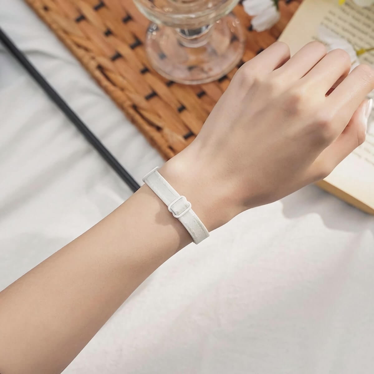 Trendy Korean-style Bra Strap Bracelet for Students and Couple -  white/white / one size