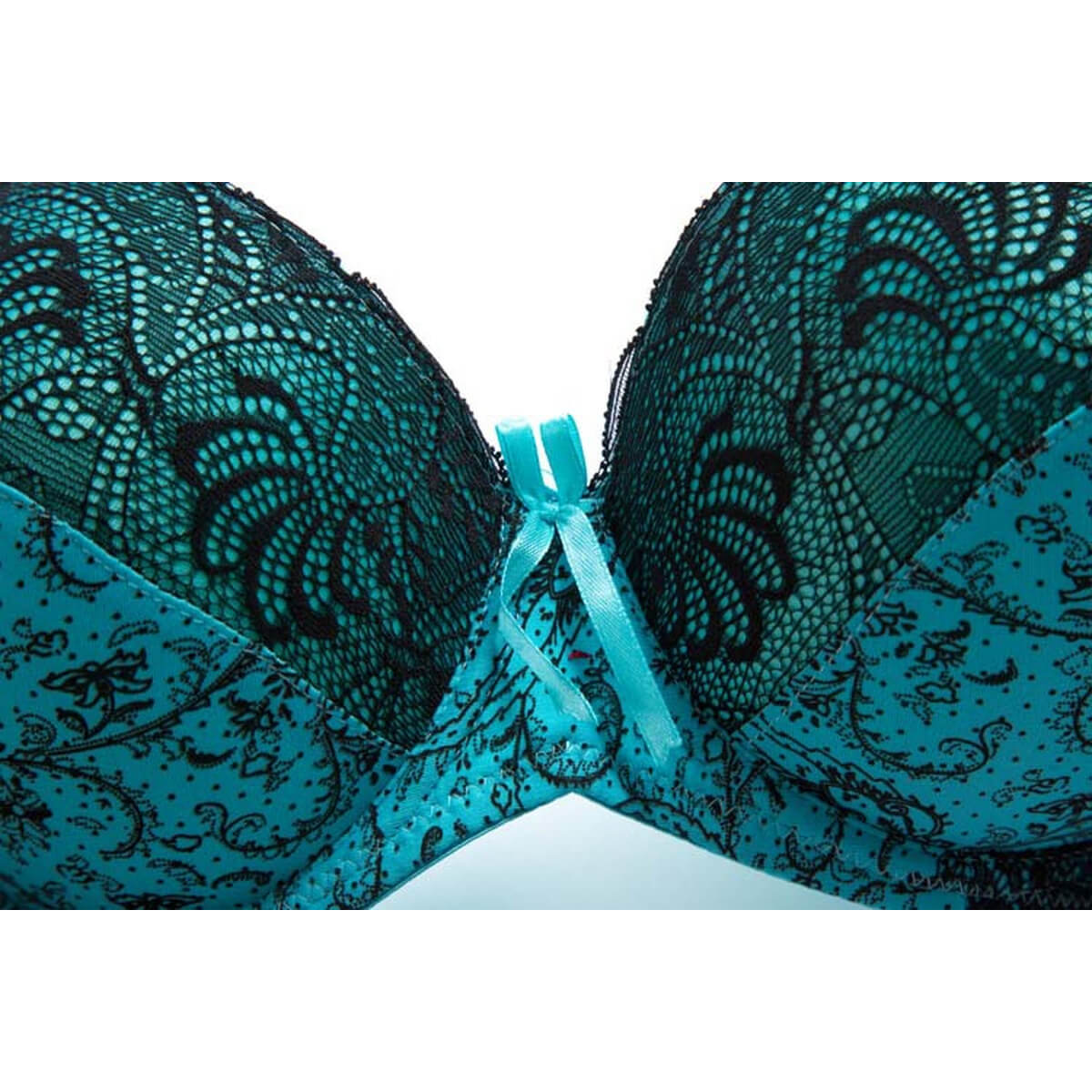 Floral Lace Underwire Bra & Thong Set - Padded Molded Cup Lingerie