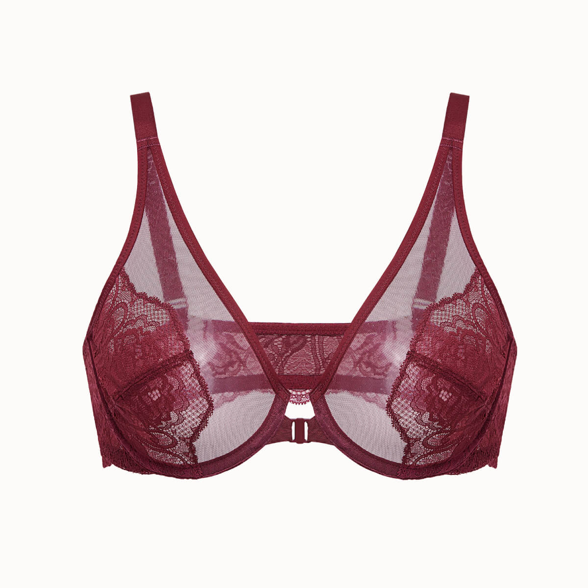 Women's Bra Non Padded Seamless Underwire Front Close Bra Plus Size  Everyday Bra (Color : Red wine, Size : 34E)