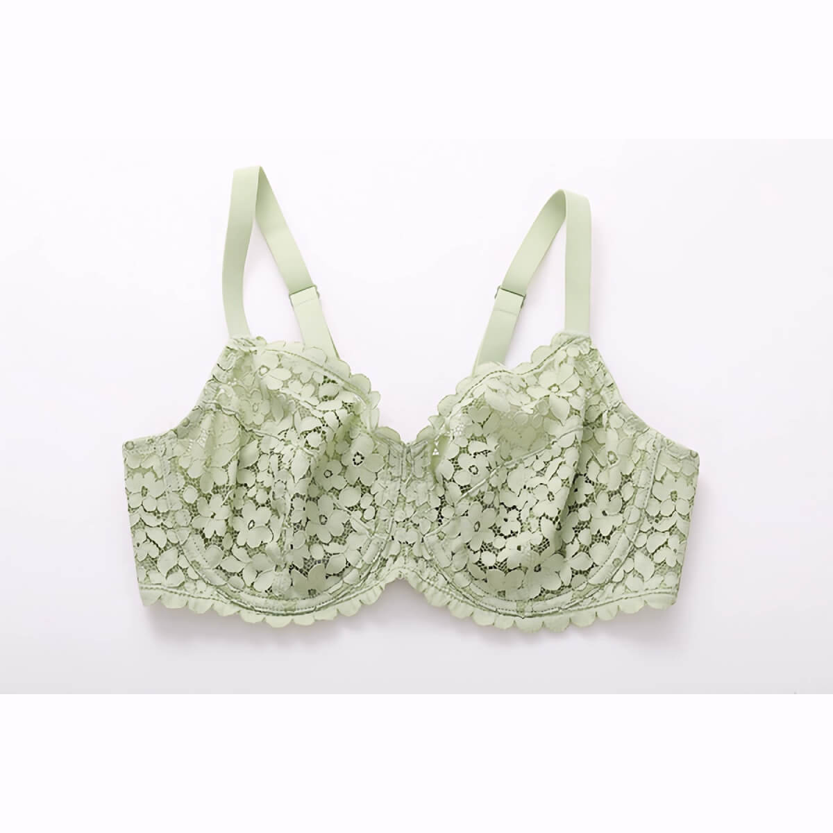 Rich Emerald Green White Floral Embroidered Trim Underwire Hand Dyed Bra  Y2K // Wacoal // 40 D 40D 