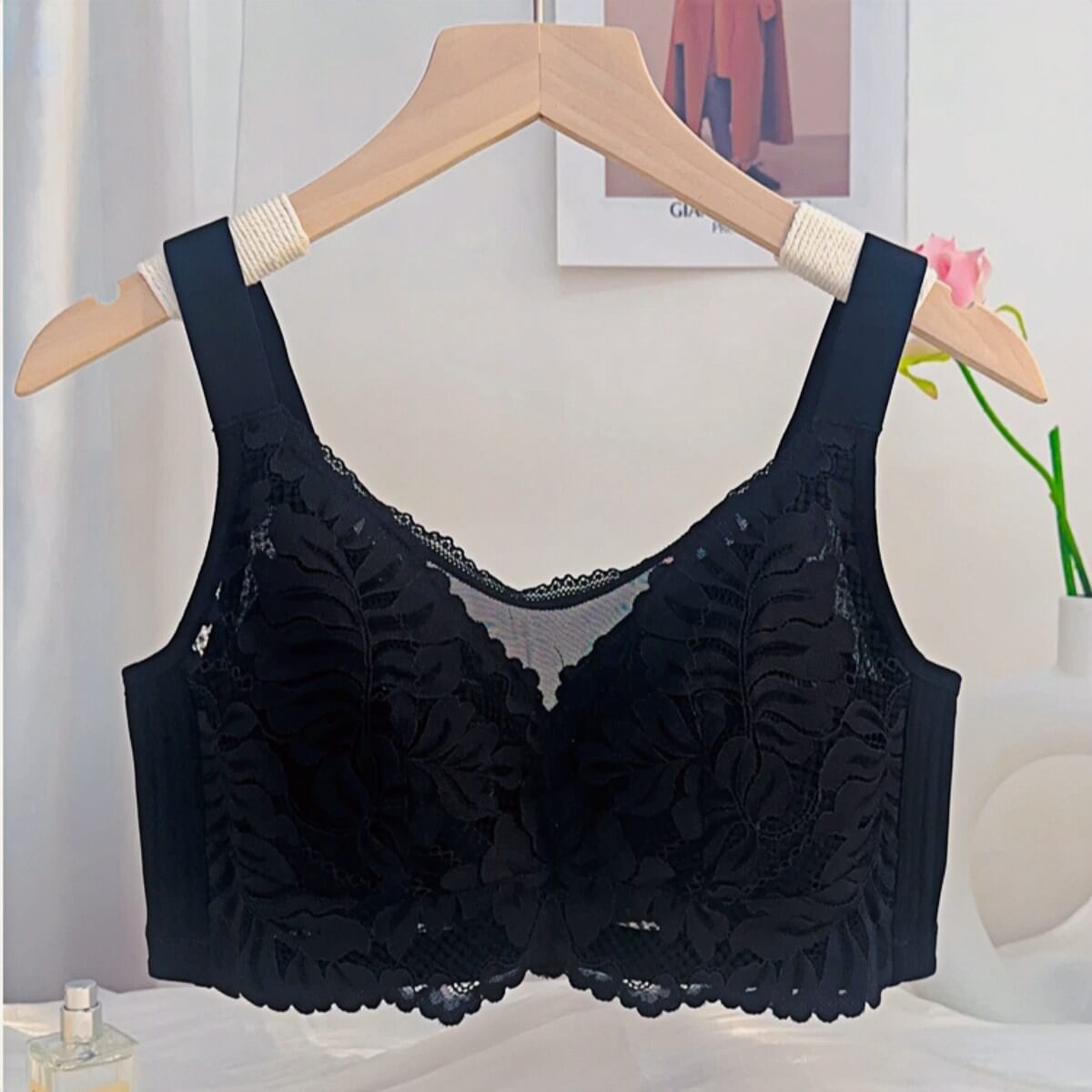 Lace Plus Size Full Cup Bra B-E Cup, Anti-exposure minimizer, Everyday anti-sagging bra