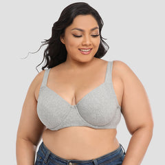 Ultra-Thin Cotton Full Cup Bra for Larger Sizes – Wide Shoulder Strap Underwire Support | Minimizer | Cup Size C to F