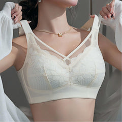 Plus-Size Bras B-D Cup, Full-Coverage Minimizer, Lace & Mesh, Wireless, Plus Size Bra for Heavy Bust