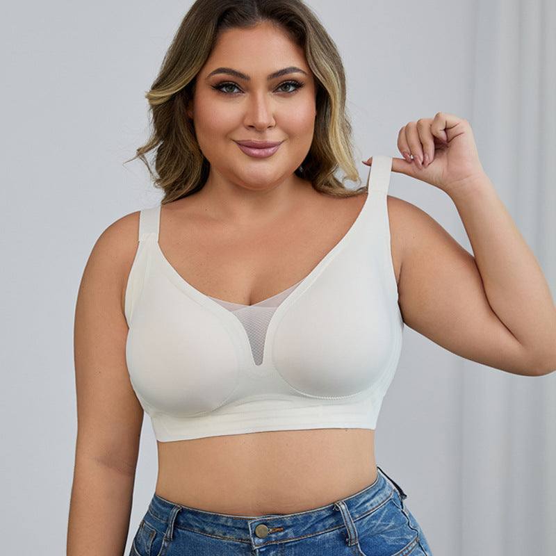 Plus-Size Seamless Underwear – Non-Wired Push-Up Minimizer, Three-Quarter Cup for Women's Comfort