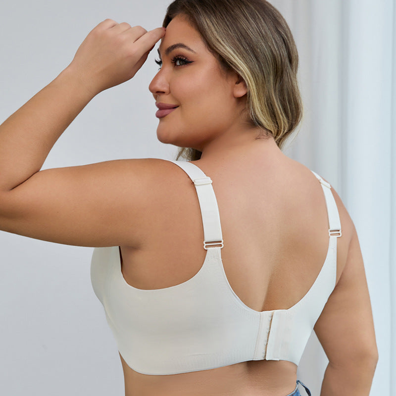 Plus-Size Seamless Underwear – Non-Wired Push-Up Minimizer, Three-Quarter Cup for Women's Comfort