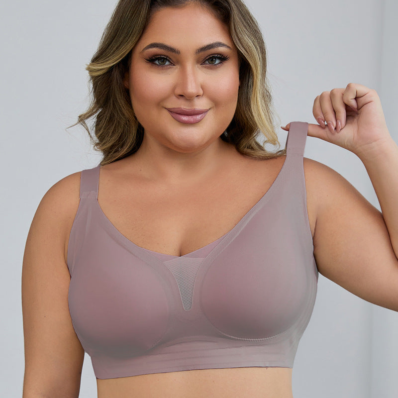 Plus-Size Seamless Underwear – Non-Wired Push-Up Minimizer, Three-Quarter Cup for Women's Comfort