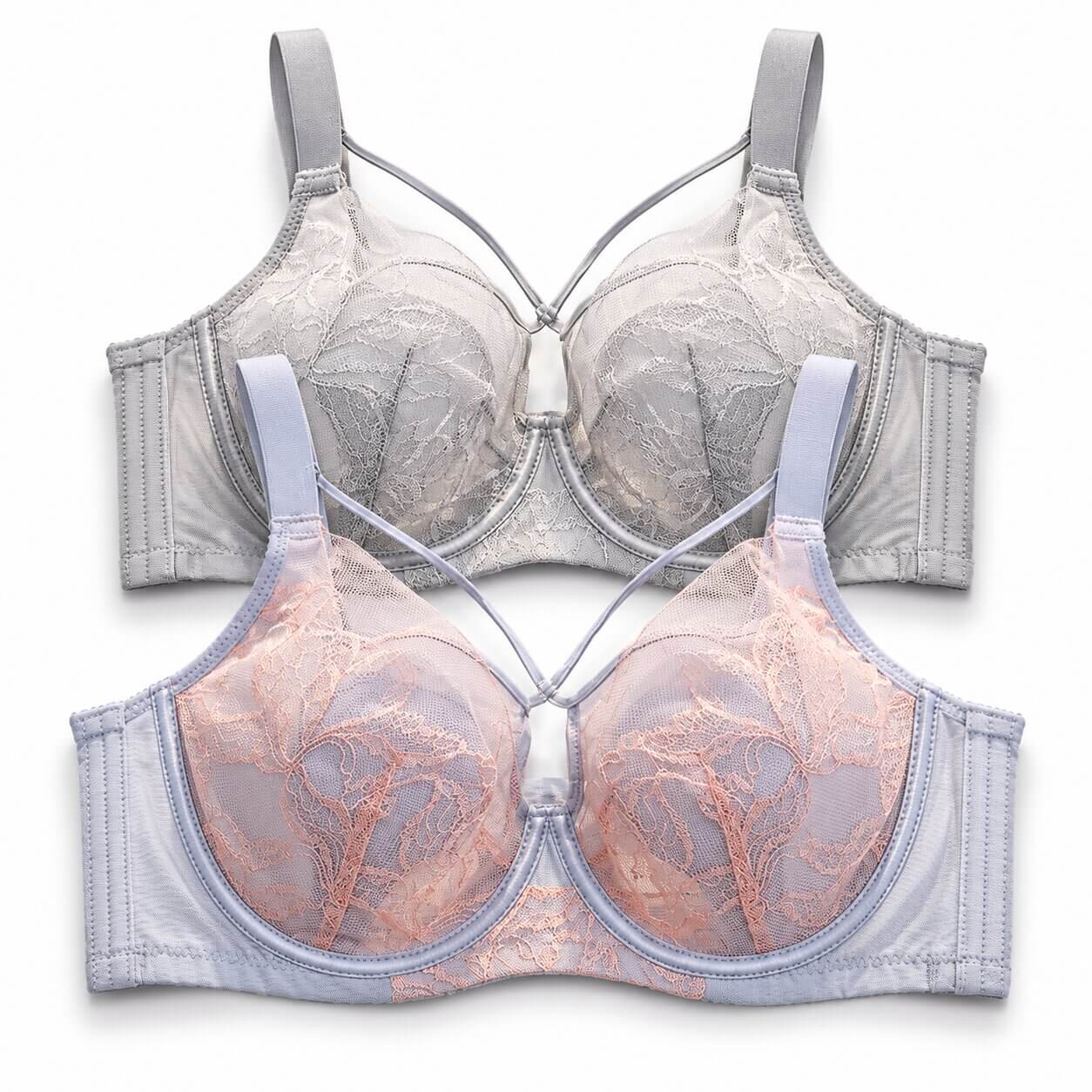 Plus Size Lace Minimizer Bra  Ultra-Thin 3/4 Cup with Soft Underwire & Side Support