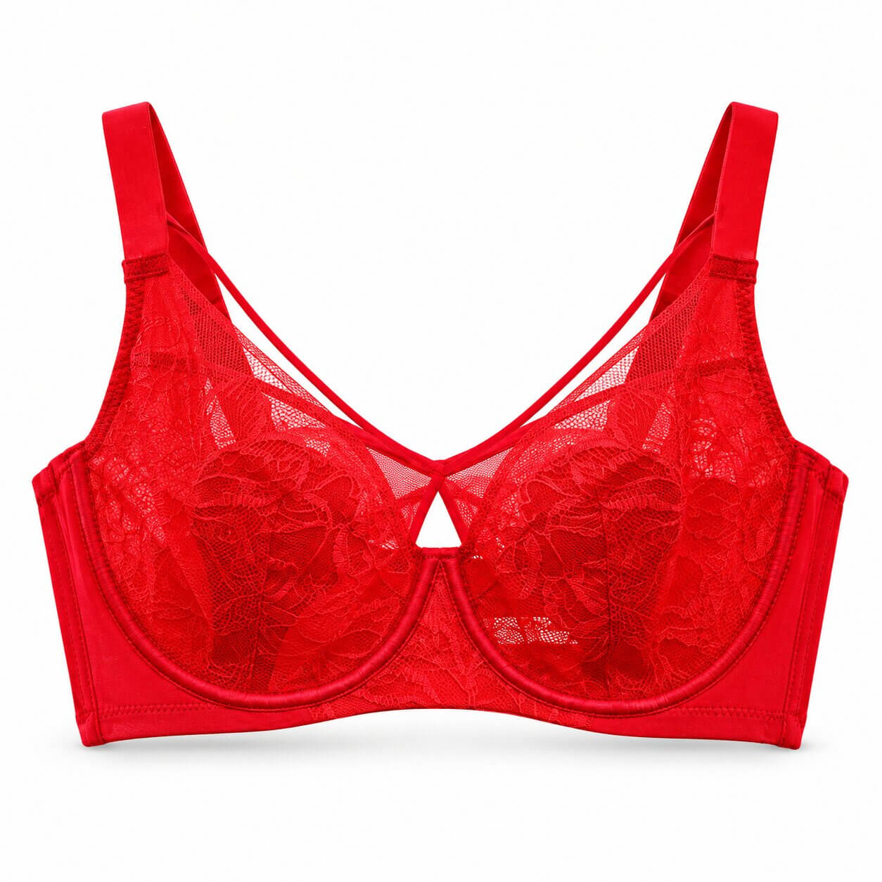 Plus Size Lace Minimizer Bra  Ultra-Thin 3/4 Cup with Soft Underwire & Side Support