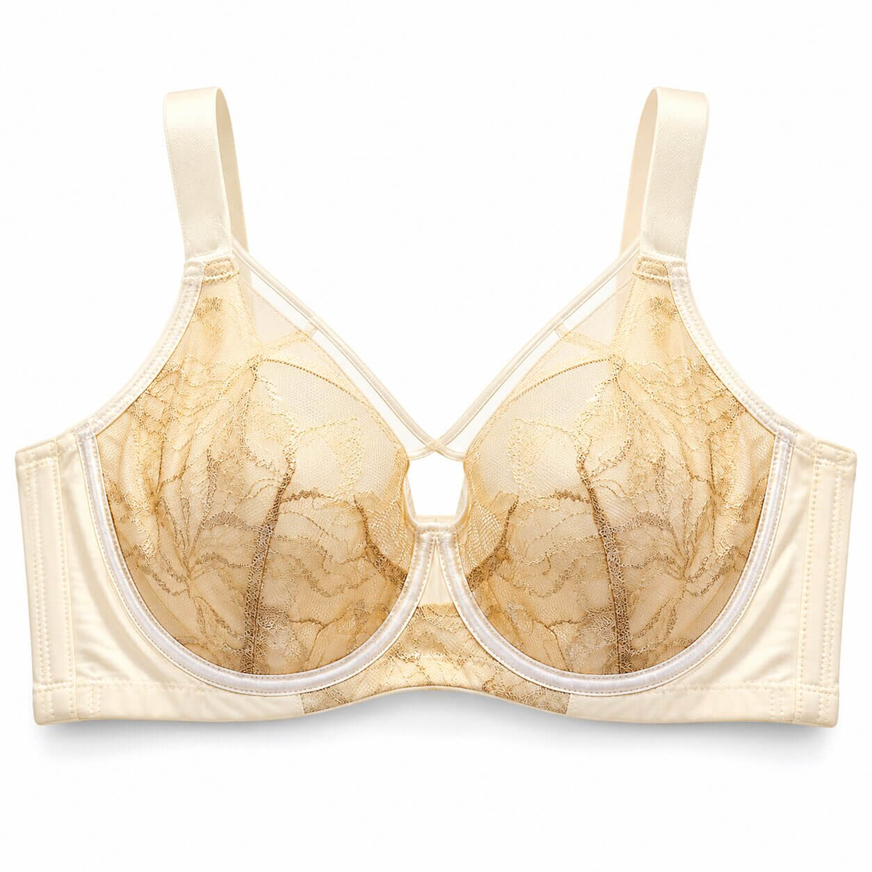 Plus Size Lace Minimizer Bra  Ultra-Thin 3/4 Cup with Soft Underwire & Side Support