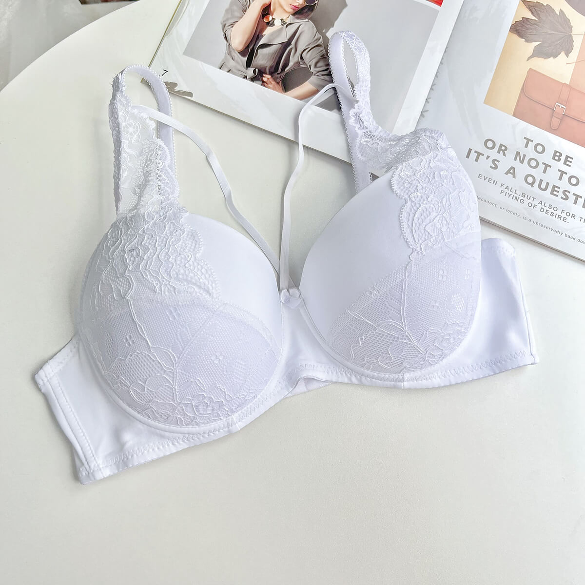 Plus Size Lace Support Bra - Thin Cup, Lift & Smoothing Fit