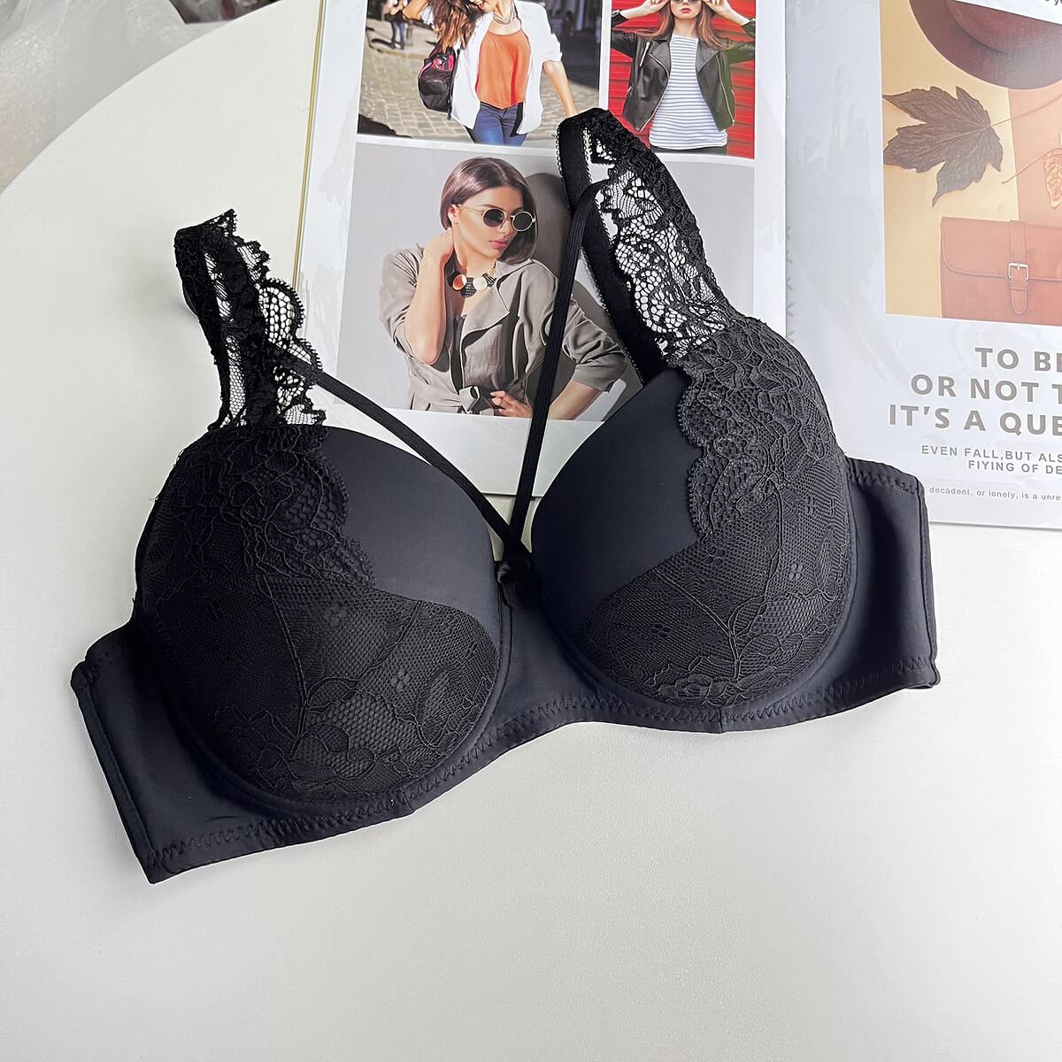 Plus Size Lace Support Bra - Thin Cup, Lift & Smoothing Fit