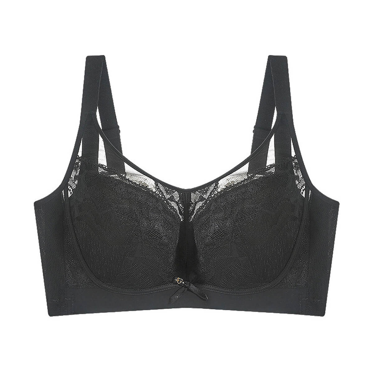 Plus Size Romantic Lace Bra - Full-Coverage Support & Sheer Mesh