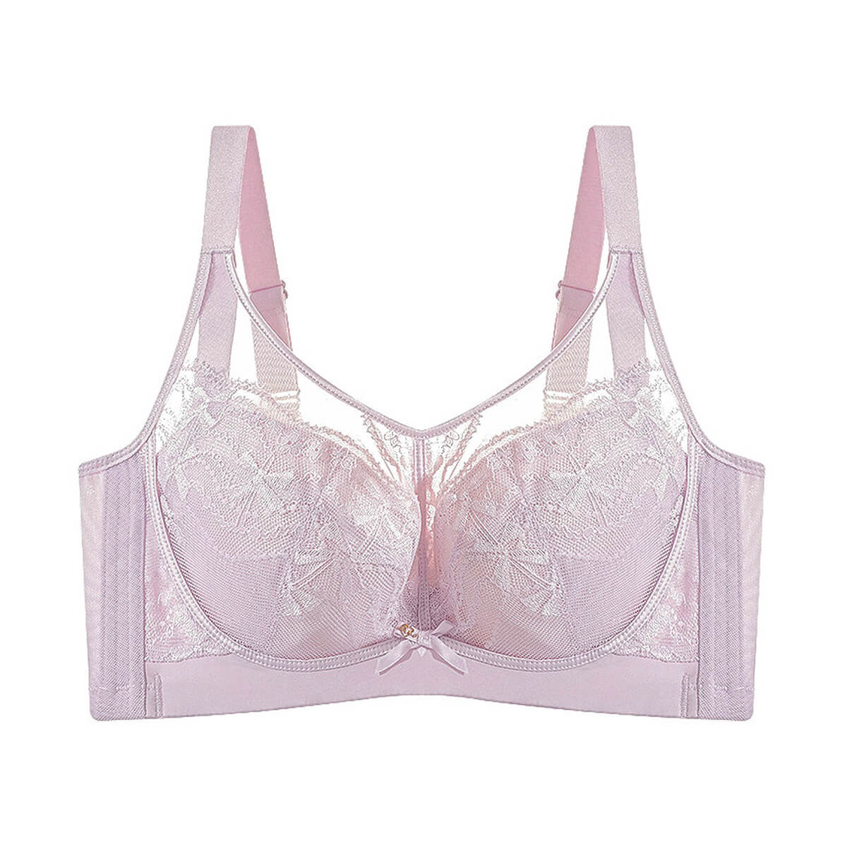 Plus Size Romantic Lace Bra - Full-Coverage Support & Sheer Mesh