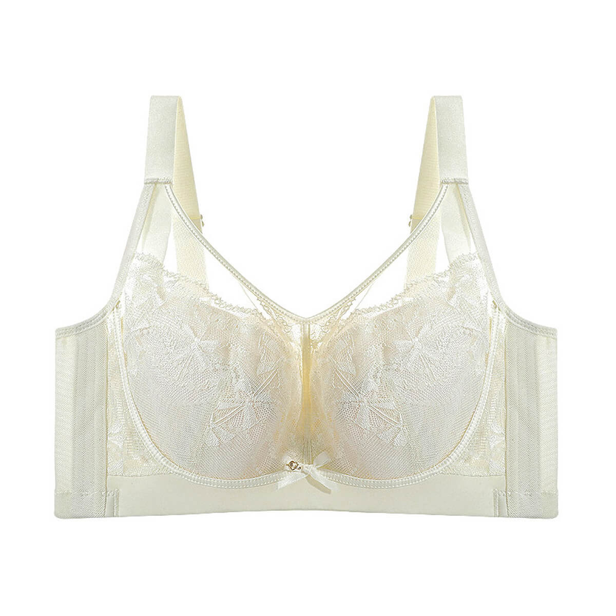 Plus Size Romantic Lace Bra - Full-Coverage Support & Sheer Mesh