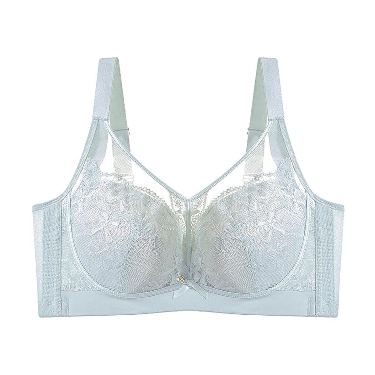 Plus Size Romantic Lace Bra - Full-Coverage Support & Sheer Mesh