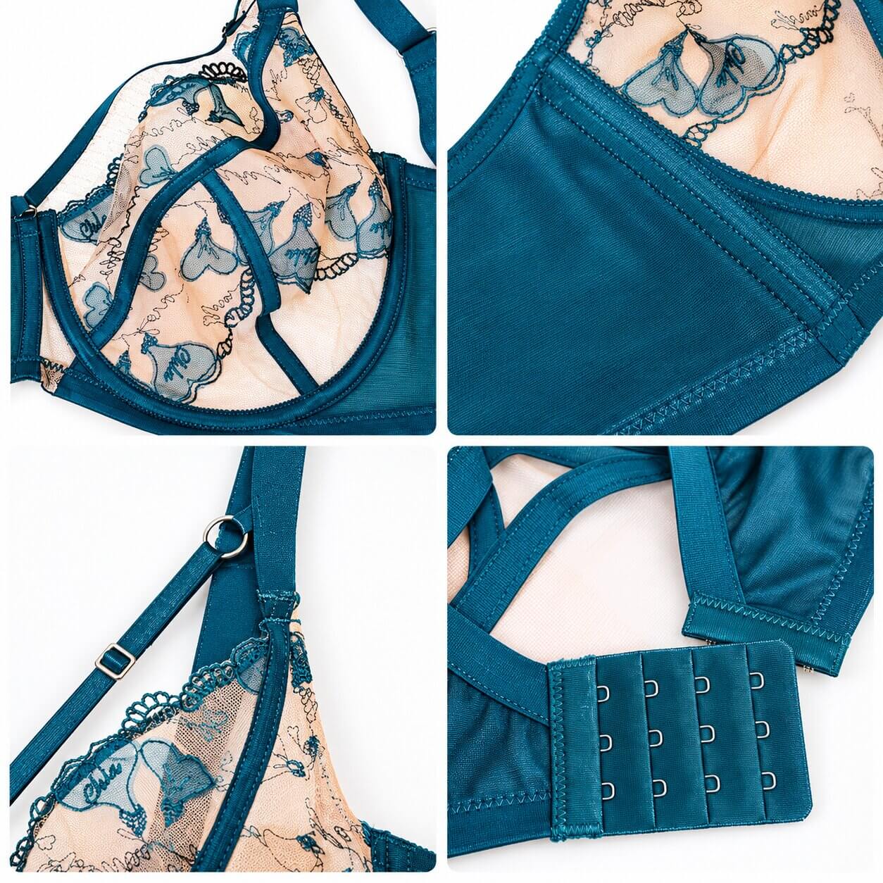 Plus Size Sheer Floral Full-Cup Bra - Soft Underwire & Lift Support