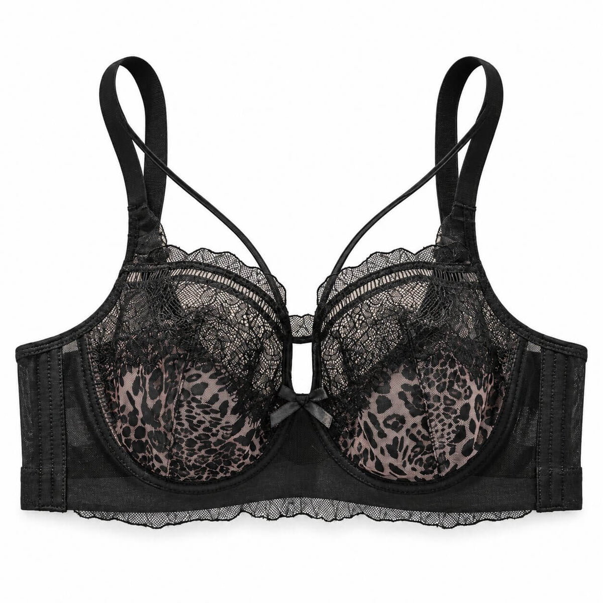 Plus Size Strappy Lace Bra - 3/4 Cup Soft Underwire Support