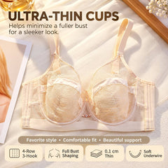 Plus Size Ultra-Thin Lace Underwire Minimizer Bra- Full Bust Support