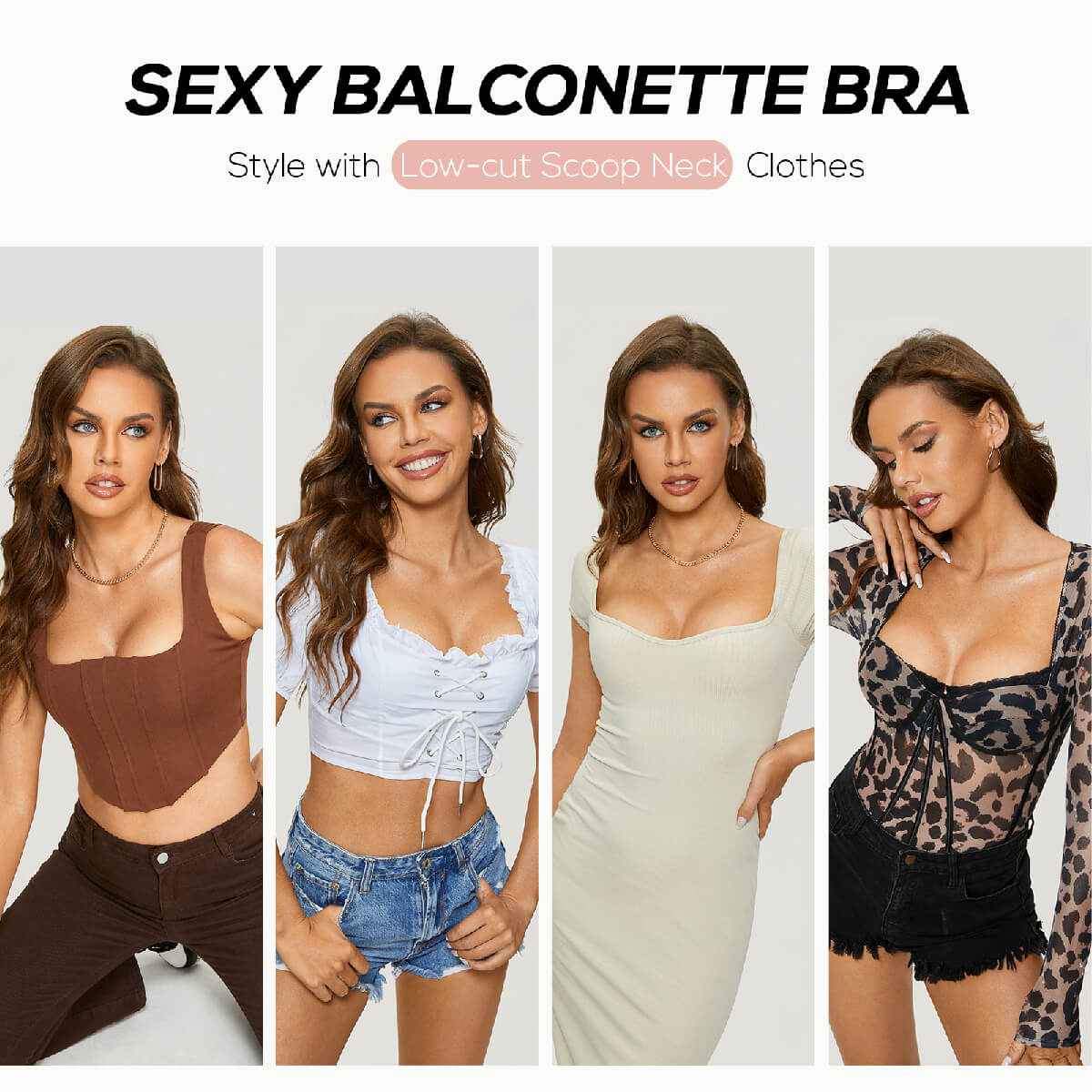  Womens Balconette Bra Plus Size Lace Sexy Underwire