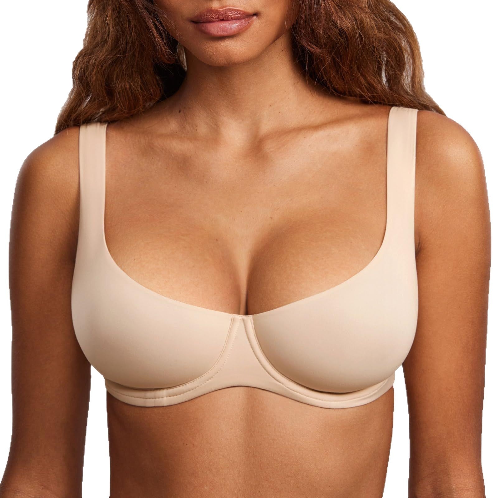 Plus Size Smooth Underwire Demi Balconette Bra - B-F Cups