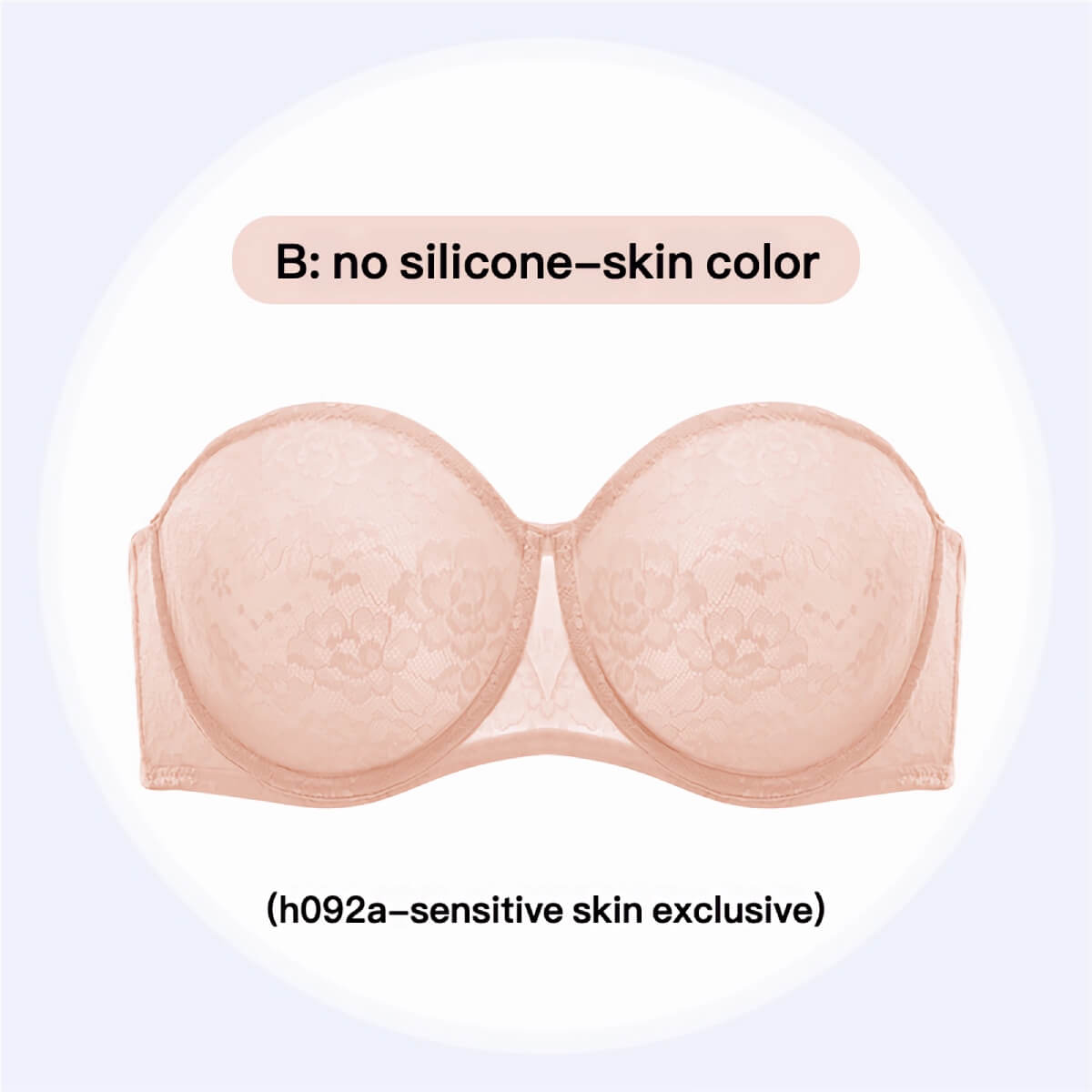 Plus Size Ultra Thin Lace Underwire Minimizing Strapless Brassiere