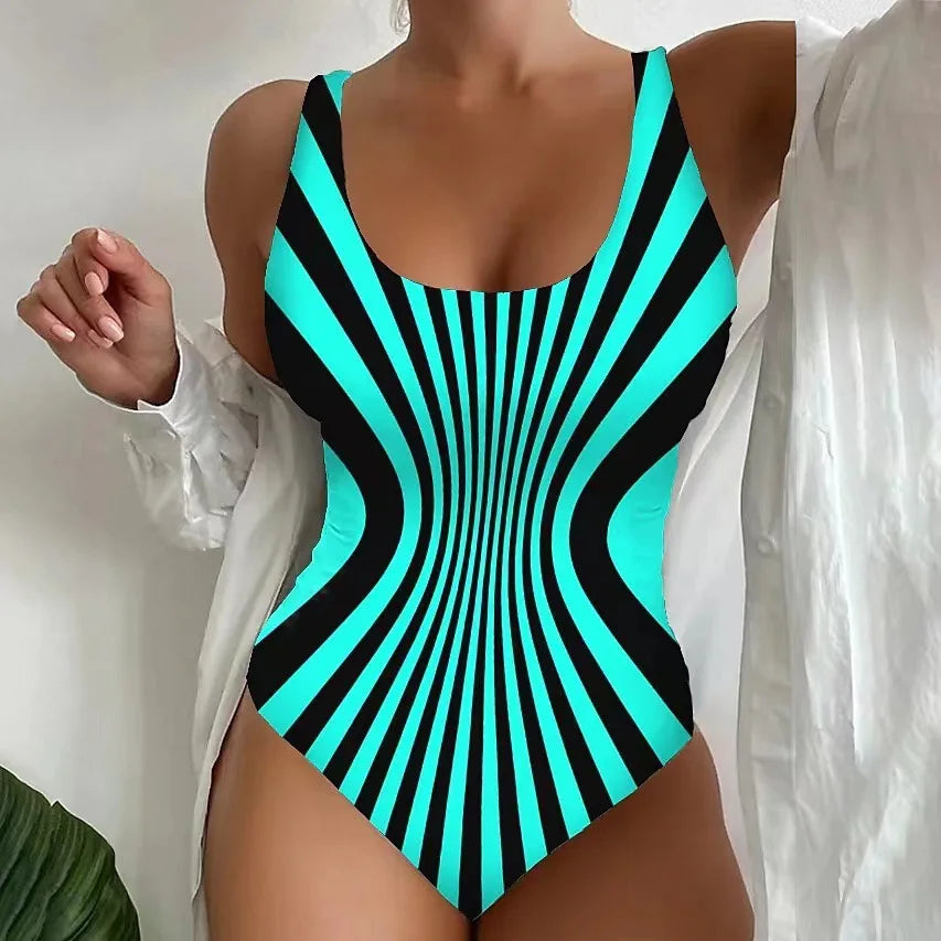 S-5XL Women One Piece Swimsuit 3D Print Swimwear