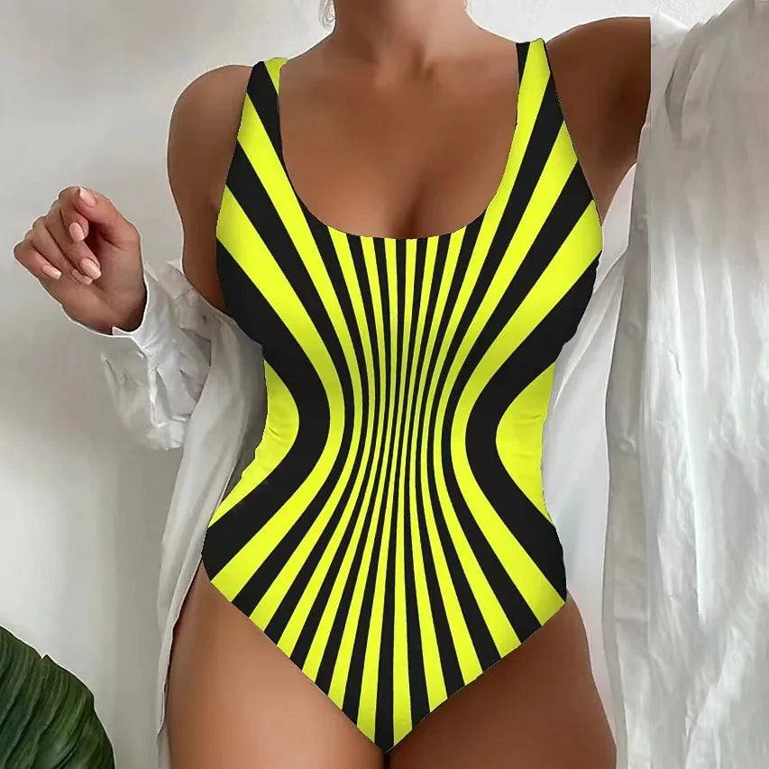 S-5XL Women One Piece Swimsuit 3D Print Swimwear