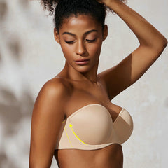 Seamless Strapless Bra for Big Busts with Secure Silicone Trim & Underwire