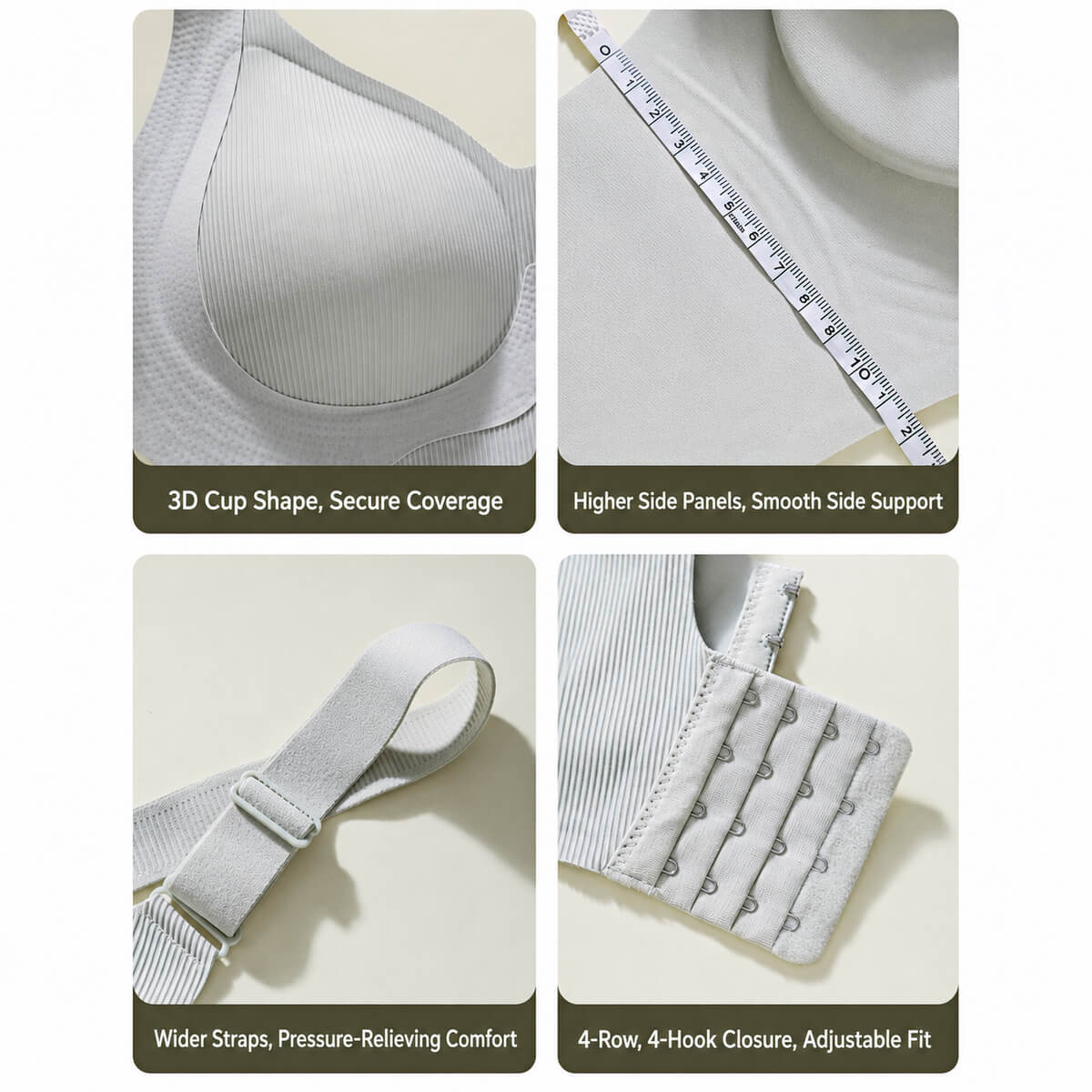 Seamless Plus Size Bra with Semi-Fixed Cups – B, C, D Cups