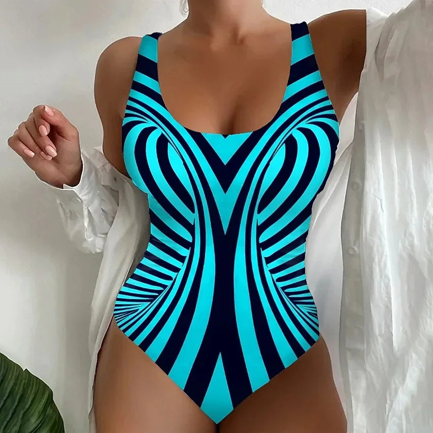 S-5XL Women One Piece Swimsuit 3D Print Swimwear