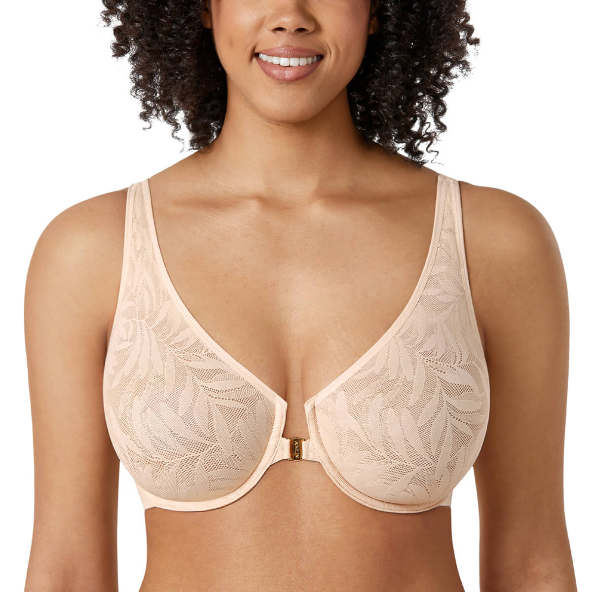 Sexy Front Closure Plus Size Unlined Floral Lace Bras