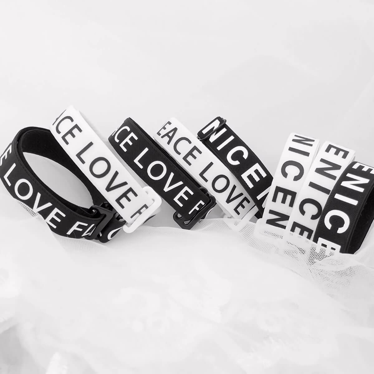 Black and White Alphabet Bra Strap Bracelets for Couples – Okay Trendy