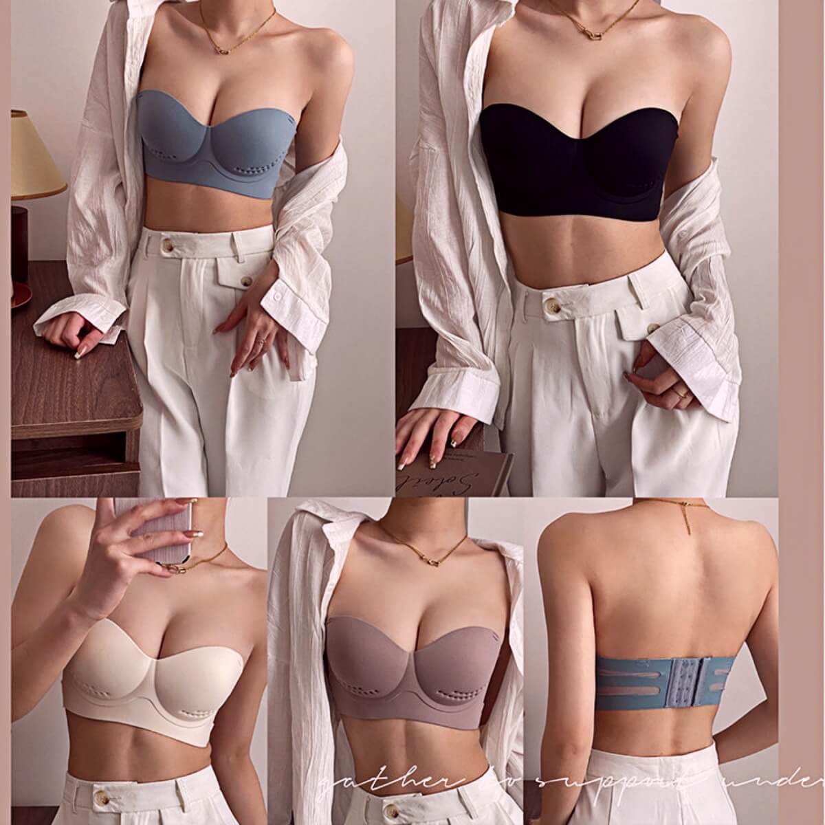 Ultra-Thin Latex 3D Strapless Push-Up Bra (B-D Cup)